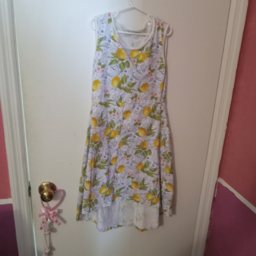 Girls Lemon Floral Print High Low Hem Dress